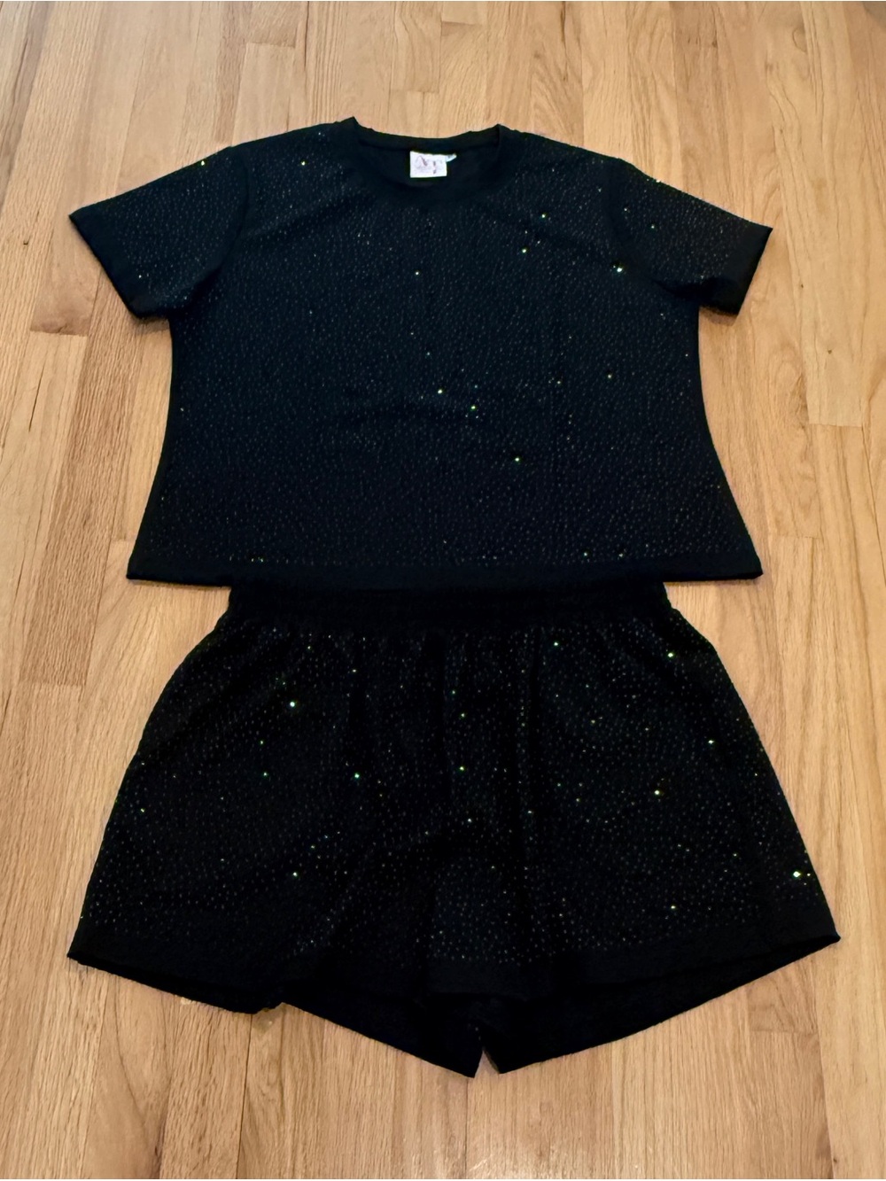 Womens Black Sparkle active top & Short Set - Brand: After Two Designs